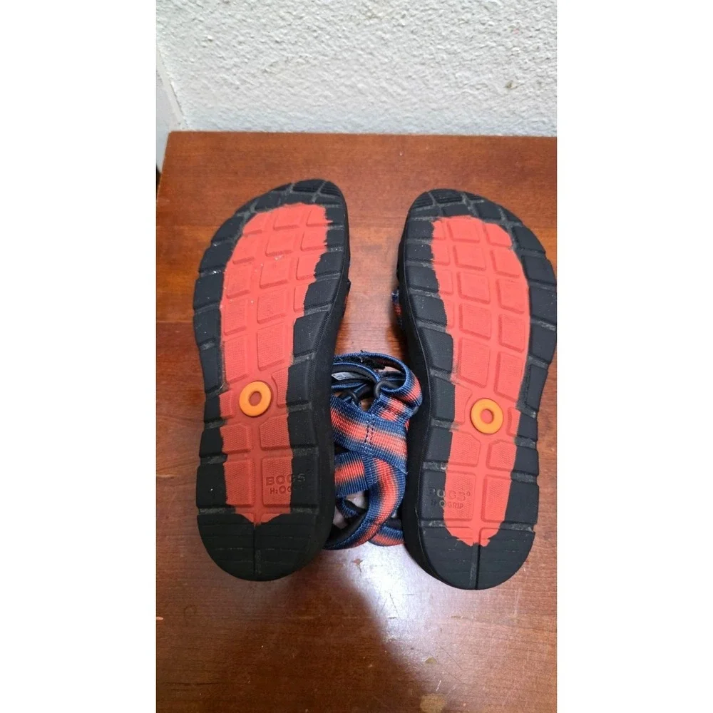 Bogs Rio Youth Orange & Blue Striped Adjustable Strap Hiking Sandals‎ Size 5